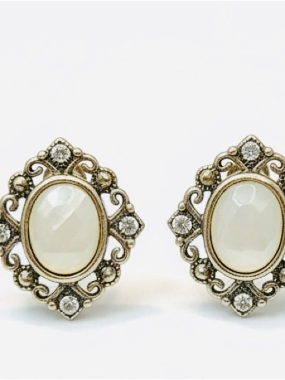 Vintage  925 Mother of Pearl and Marcasite Stud Earrings